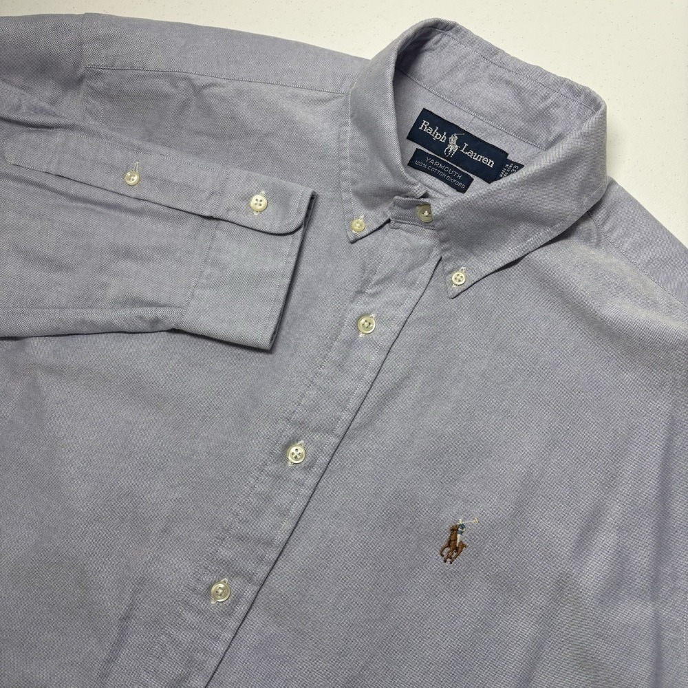 VTG Ralph Lauren Men's Yarmouth Oxford Button Down Shirt 16-33 Light Blue Cotton